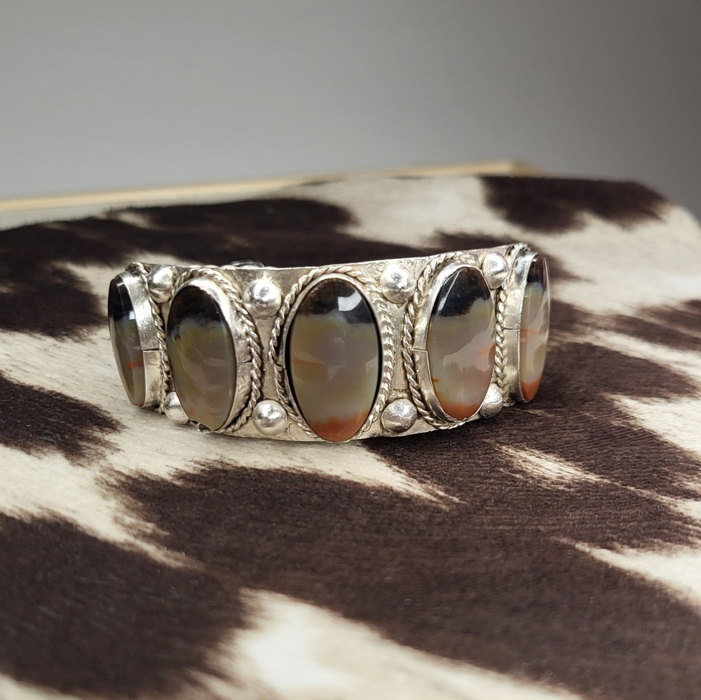 Sterling, Petrified Wood Cuff Bracelet **PRICE FIRM**